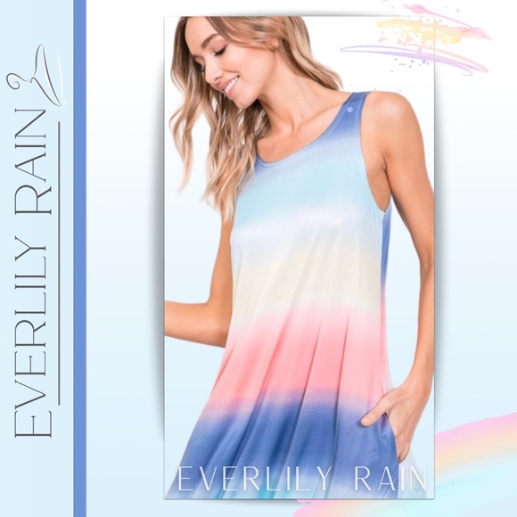 LAST ONE! Beautiful Rainbow Striped Tank Dress - Picture 4 of 14